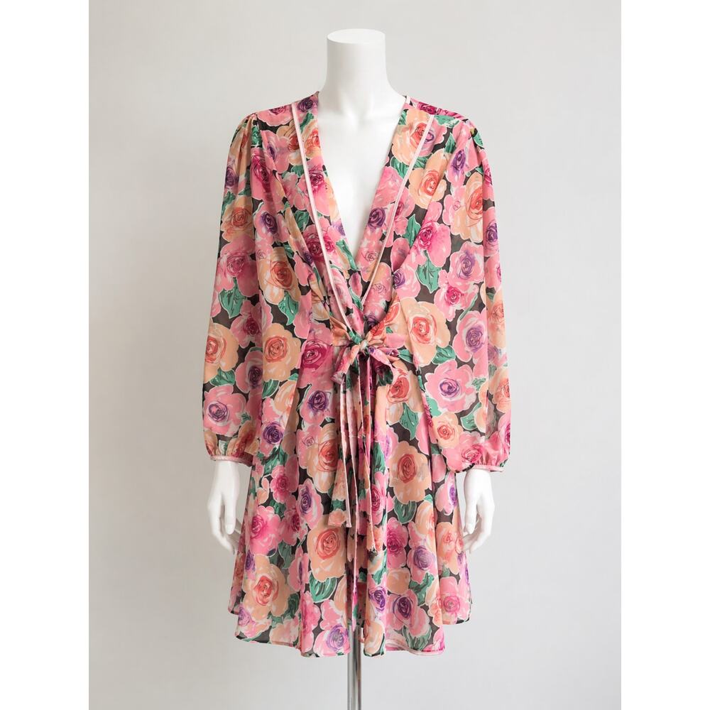 Vintage Robe Cottagecore Romantic Carole Hochman Pinks Size Medium Sexy